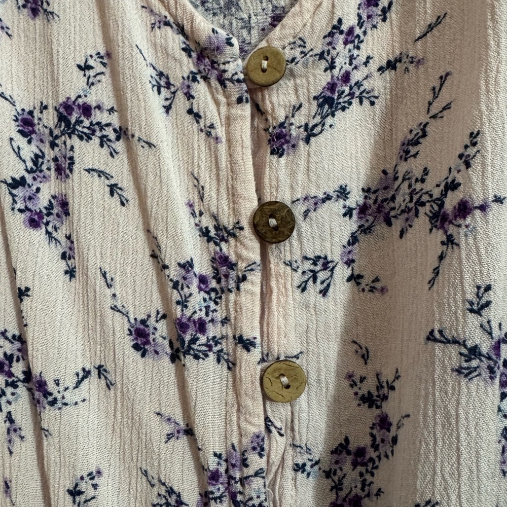 Floral Tie Front Blouse Size 3X | Boho Button Front Top - Picture 5 of 6